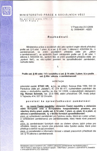 Certifikt MPSV